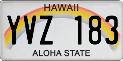 HI license plate YVZ183