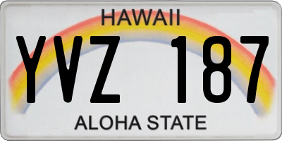 HI license plate YVZ187
