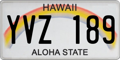HI license plate YVZ189