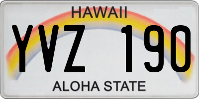 HI license plate YVZ190
