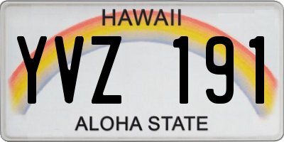 HI license plate YVZ191