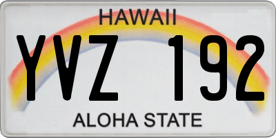 HI license plate YVZ192
