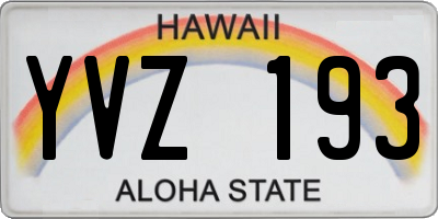 HI license plate YVZ193