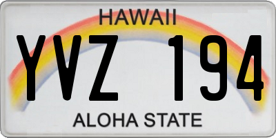 HI license plate YVZ194