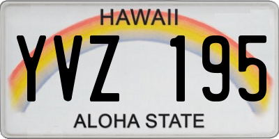 HI license plate YVZ195
