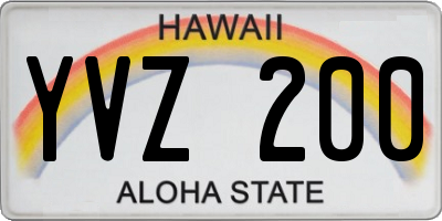 HI license plate YVZ200