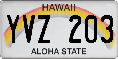 HI license plate YVZ203