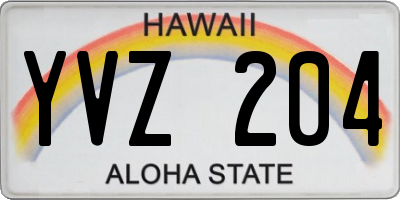 HI license plate YVZ204