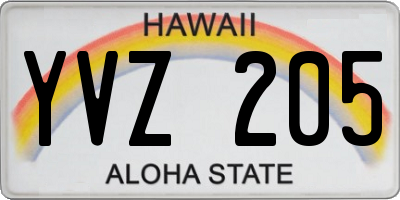 HI license plate YVZ205