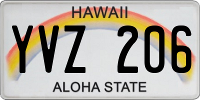 HI license plate YVZ206