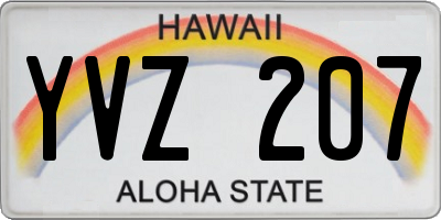 HI license plate YVZ207