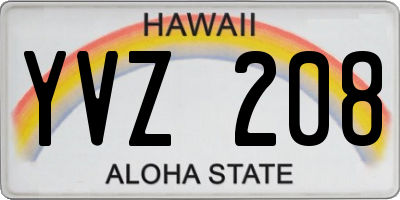 HI license plate YVZ208