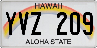 HI license plate YVZ209