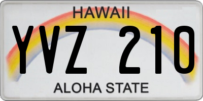 HI license plate YVZ210