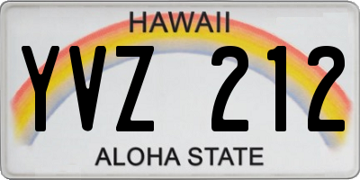 HI license plate YVZ212