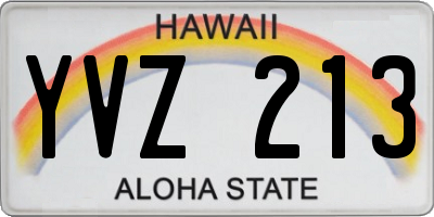 HI license plate YVZ213