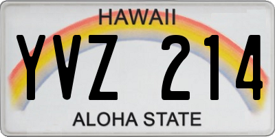 HI license plate YVZ214