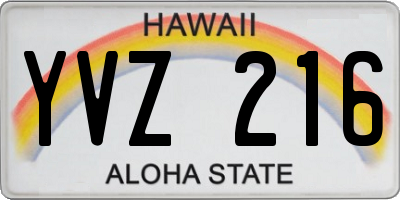 HI license plate YVZ216
