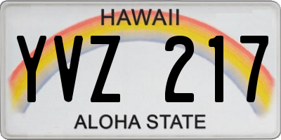 HI license plate YVZ217