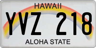HI license plate YVZ218