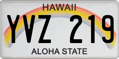 HI license plate YVZ219