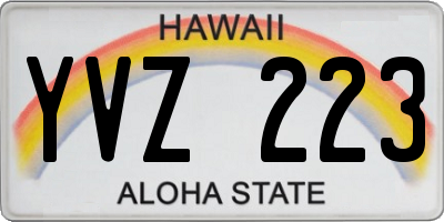 HI license plate YVZ223