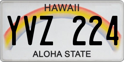 HI license plate YVZ224