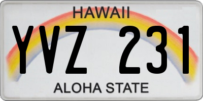 HI license plate YVZ231