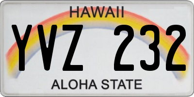 HI license plate YVZ232