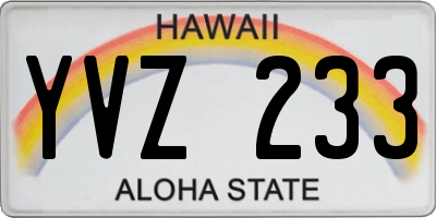 HI license plate YVZ233