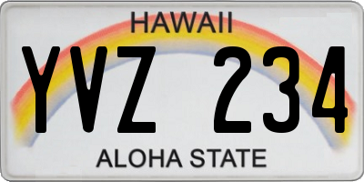 HI license plate YVZ234