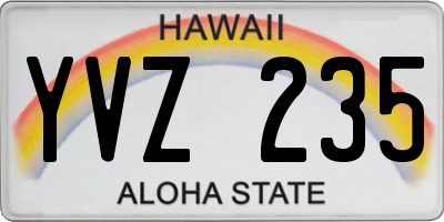 HI license plate YVZ235