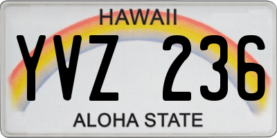 HI license plate YVZ236