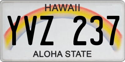 HI license plate YVZ237