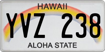 HI license plate YVZ238
