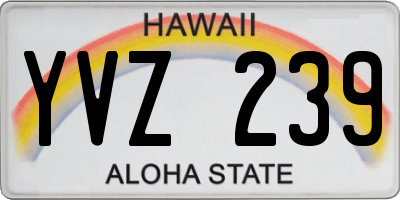 HI license plate YVZ239
