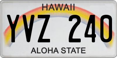 HI license plate YVZ240