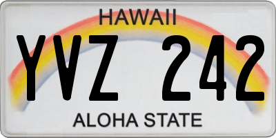 HI license plate YVZ242