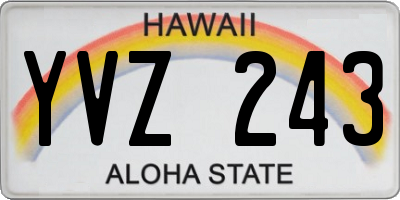 HI license plate YVZ243