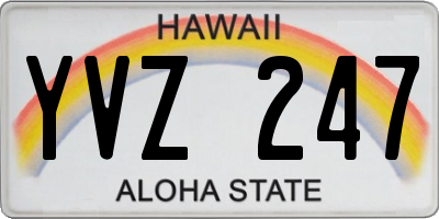 HI license plate YVZ247