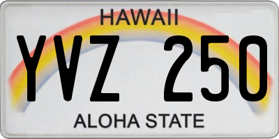 HI license plate YVZ250