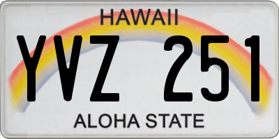 HI license plate YVZ251