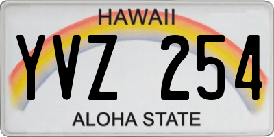 HI license plate YVZ254