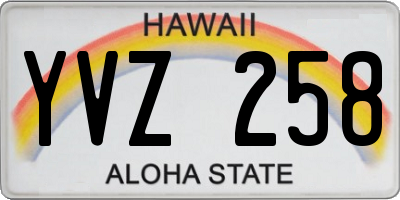 HI license plate YVZ258