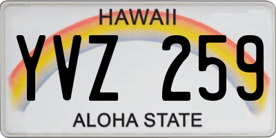 HI license plate YVZ259