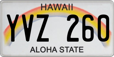 HI license plate YVZ260