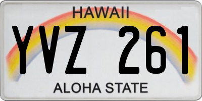 HI license plate YVZ261