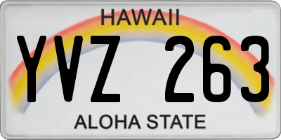 HI license plate YVZ263