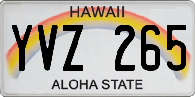 HI license plate YVZ265