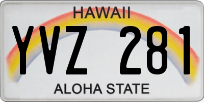 HI license plate YVZ281